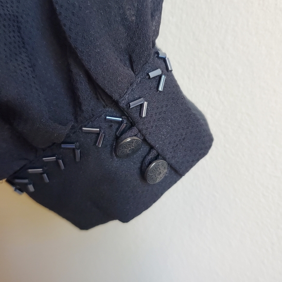 Free People Black beaded long sleeve Sheer Blouse, Small Size - Picture 7 of 12